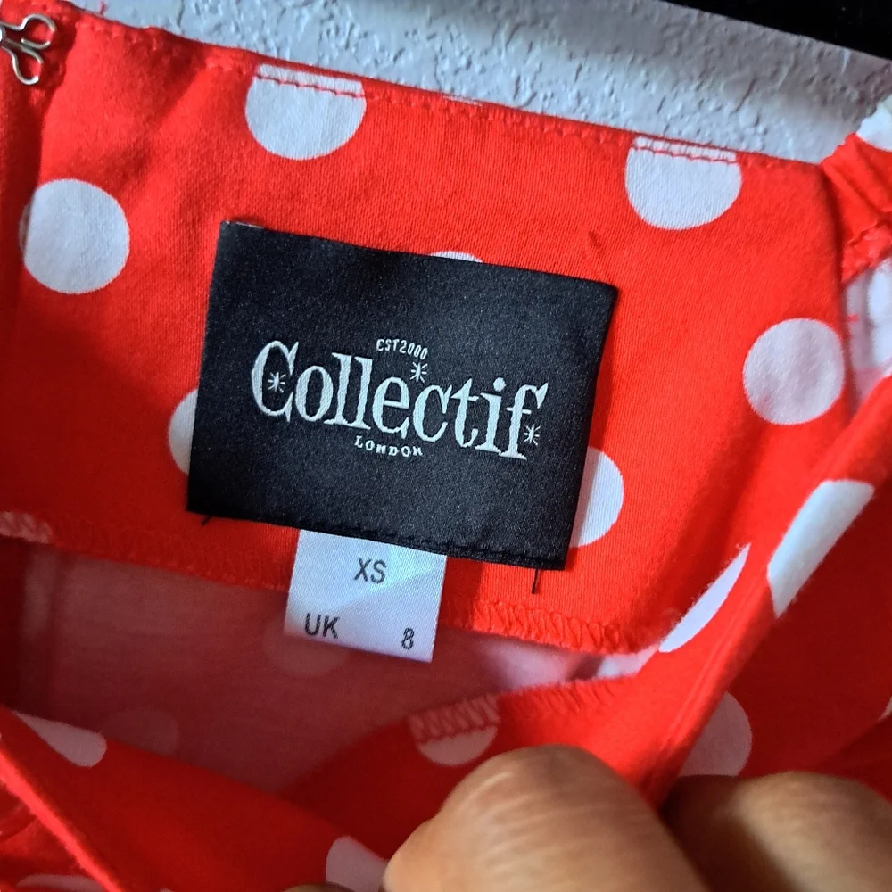 Collectif London Red Polka Dot Dress - Picture 4 of 7